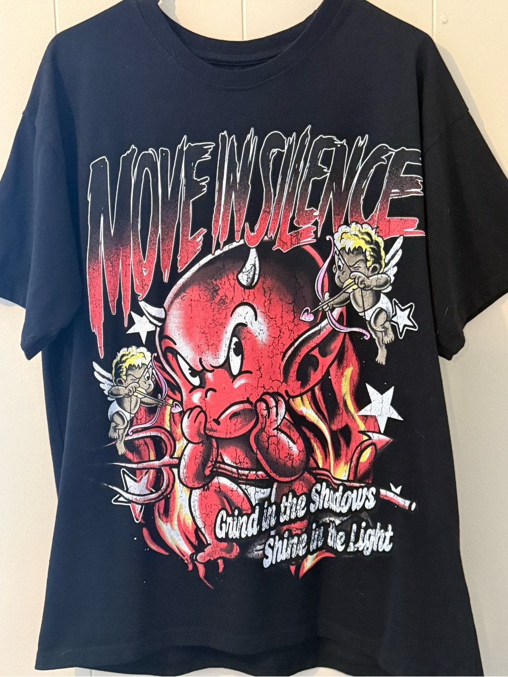 Move In Silence double sided Large Graphic Red Devil Tee by Reason